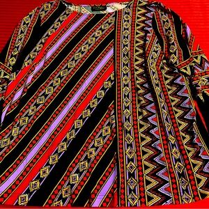 Pre-Owned Multicolor Bob Mackie Wearable Art Geometric 3/4 Sleeve Tunic Top